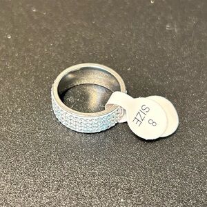 Stainless Steel Rhinestone Band Ring